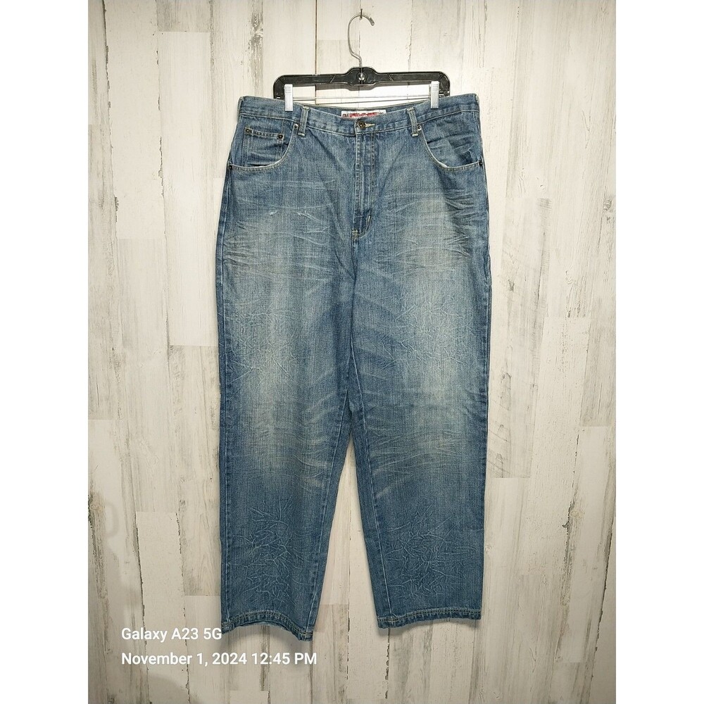 Stone Touch MENS STRAIGHT LEGS BLUE Distressed DENIM JEANS SIZE 40x35 (38x32)